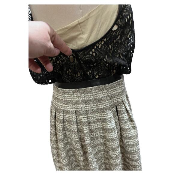 Tracy Reese Leather Trim Lace‎ & Tweed A-Line Dress With Pockets Size 6 - Picture 10 of 15